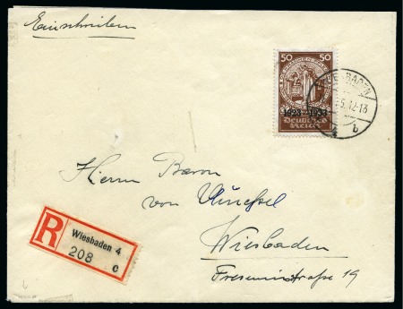 Stamp of Germany » German Empire 1933 Nothilfe 50pfg brown, tied on on registered c