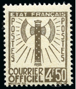 Stamp of France » Service 1943 Série Francisque complète neuf sans ch., TB