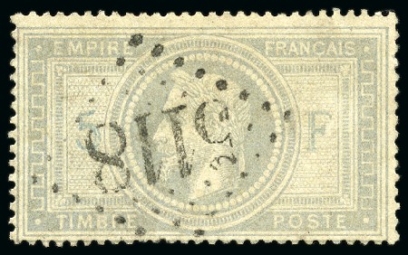 Stamp of France 5F Empire obl. GC 5118 de YOKOHAMA, TB, signé Calv