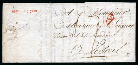 Stamp of France 1808 Lettre de Paris pour Vesoul avec rare marque
