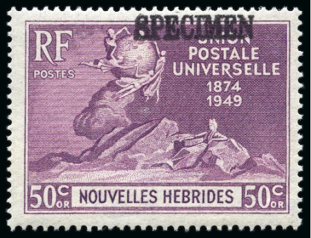 Stamp of New Hebrides 1949 UPU (French currency) complete mint set of fo