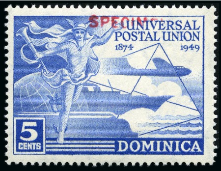Stamp of Dominica 1949 UPU complete mint set of four all showing SPE