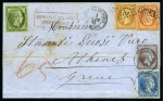 Stamp of Palestine and Holy Land » Palestine French Levant Offices CONSTANTINOPLE Lettre en double port pour Athènes 