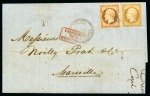 Stamp of Palestine and Holy Land » Palestine French Levant Offices SULINA Lettre pour Marseille avec 10c +40c Empire 