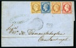 Stamp of Palestine and Holy Land » Palestine French Levant Offices VARNA Lettre pesant plus de 30gr. pour Constantino