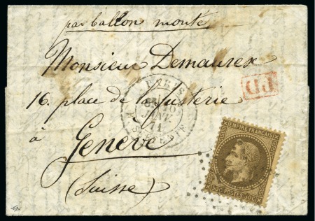 Stamp of France » Guerre de 1870-1871 Ballon Monté daté Paris 16.01.71 "118è jour du siè