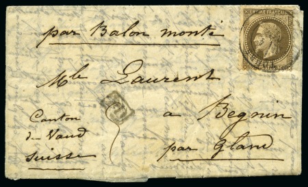 Stamp of France » Guerre de 1870-1871 Rare pli confié pour la Suisse du COLONEL CHARRAS,