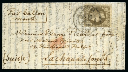 Stamp of France » Guerre de 1870-1871 Rare pli confié du WASHINGTON pour la Suisse, Ball