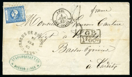 Stamp of Argentina » Buenos Aires 1862 (Apr 27) Wrapper to France with Buenos Aires 