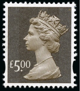 Stamp of Great Britain » Queen Elizabeth II 1999 £5 in UNISSUED COLOUR using brown iriodin ink