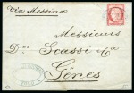 Stamp of Palestine and Holy Land » Palestine French Levant Offices VOLO Lettre de 1875 pour Gènes avec 80c Cérès obl.