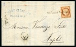 Stamp of Palestine and Holy Land » Palestine French Levant Offices Lettre de 1875 de Marseille pour Naples avec 40c S