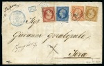 Stamp of Palestine and Holy Land » Palestine French Levant Offices GALATZ Lettre pour Syros affranchie en double port