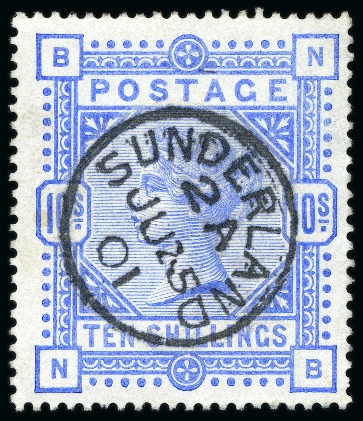 Stamp of Great Britain » 1855-1900 Surface Printed 1883-84 10s Ultramarine with crisp central Sunderl
