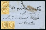 Stamp of Palestine and Holy Land » Palestine French Levant Offices ALEXANDRETTE 1868-71 Lot de 3 lettres dont deux 10