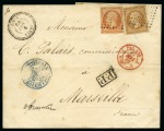 Stamp of Palestine and Holy Land » Palestine French Levant Offices JAFFA Lettre pour Marseille avec 10c +40c (touché 