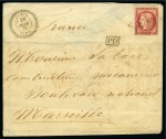 Stamp of Palestine and Holy Land » Palestine French Levant Offices JAFFA Lettre pour Marseille avec 80c Cérès obl. GC