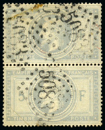 Stamp of Palestine and Holy Land » Palestine French Levant Offices CONSTANTINOPLE Paire de 5F Empire obl. GC 5083, dé