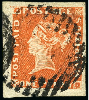 Stamp of Mauritius » 1848-59 Post Paid Issue » Earliest Impressions (SG 3-5) 1848-59 Post Paid 1d orange-vermilion on thick yel