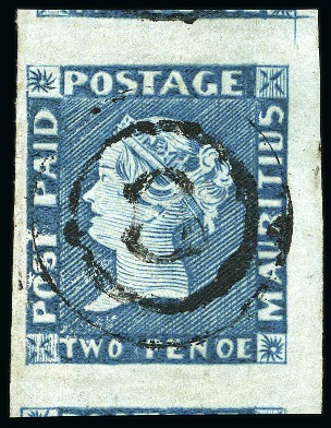 Stamp of Mauritius » 1848-59 Post Paid Issue » Early Impressions (SG 6-9) 1848-59 Post Paid 2d deep bright blue on greyish, 