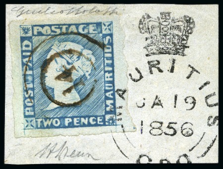 Stamp of Mauritius » 1848-59 Post Paid Issue » Intermediate Impressions (SG 10-15) 1848-59 Post Paid 2d blue on greyish, intermediate