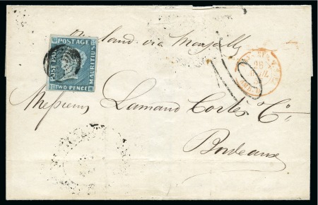Stamp of Mauritius » 1848-59 Post Paid Issue » Intermediate Impressions (SG 10-15) 1848-59 Post Paid 2d light blue on bluish, interme