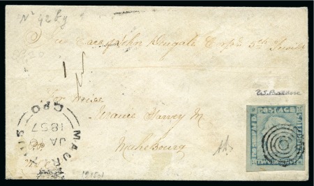 Stamp of Mauritius » 1848-59 Post Paid Issue » Worn Impressions (SG 16-22) 1848-59 Post Paid 2d light blue on bluish, worn im