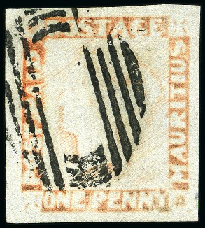 Stamp of Mauritius » 1848-59 Post Paid Issue » Worn Impressions (SG 16-22) 1848-59 Post Paid 1d red on bluish, worn impressio