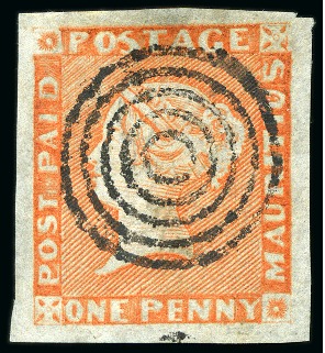 Stamp of Mauritius » 1848-59 Post Paid Issue » Intermediate Impressions (SG 10-15) 1848-59 Post Paid 1d bright vermilion on greyish, 