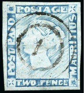 Stamp of Mauritius » 1848-59 Post Paid Issue » Worn Impressions (SG 16-22) 1848-59 Post Paid 2d blue on greyish, worn impress