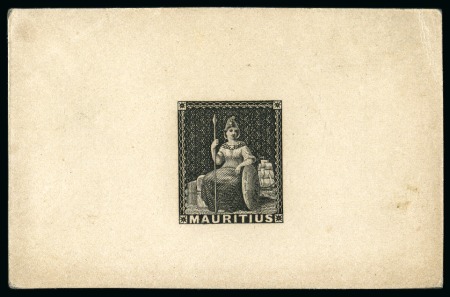 Stamp of Mauritius » 1858-62 Britannia Issues (SG 26-35) 1858 Britannia original die proof in black on soft
