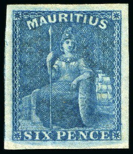 Stamp of Mauritius » 1858-62 Britannia Issues (SG 26-35) 1859-61 6d blue, exceptional example with enormous