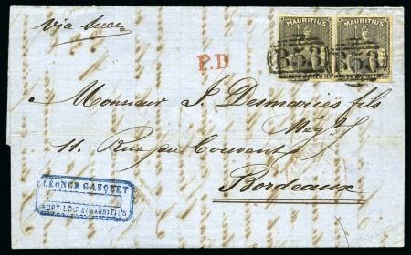 Stamp of Mauritius » 1858-62 Britannia Issues (SG 26-35) 1859-61 6d purple-slate, two very fine singles wit