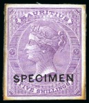 Stamp of Mauritius » Later Issues 1863-72 De La Rue coloured Die Proofs on glazed ca