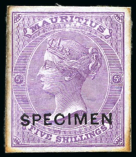 Stamp of Mauritius » Later Issues 1863-72 De La Rue coloured Die Proofs on glazed ca