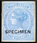 Stamp of Mauritius » Later Issues 1863-72 De La Rue coloured Die Proofs on glazed ca