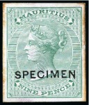 Stamp of Mauritius » Later Issues 1863-72 De La Rue coloured Die Proofs on glazed ca
