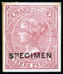 Stamp of Mauritius » Later Issues 1863-72 De La Rue coloured Die Proofs on glazed ca