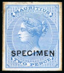 Stamp of Mauritius » Later Issues 1863-72 De La Rue coloured Die Proofs on glazed ca