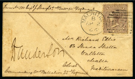 Stamp of Mauritius » Later Issues 1863-72 Crown CC 1d brown, paying the military con