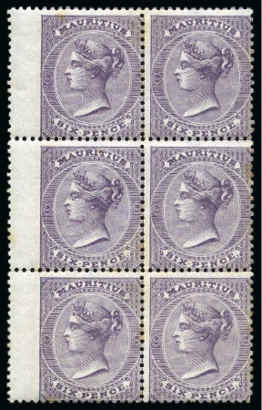 Stamp of Mauritius » Later Issues 1863-72 CC 6d dull violet, a mint block of 6 from 