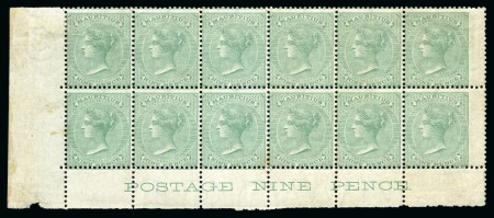 Stamp of Mauritius » Later Issues 1863-72 CC 9d yellow-green, exceptional corner blo