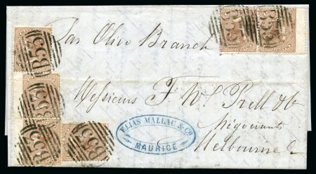 Stamp of Mauritius » Later Issues 1863-72 Crown CC 1d brown pair and four singles us