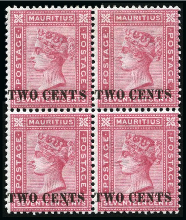 Stamp of Mauritius » Later Issues 1891 Surcharged locally 2c on 17c rose, a brillian