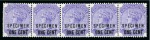 Stamp of Mauritius » Later Issues 1893 Surcharged by De La Rue ONE CENT on 2c pale v