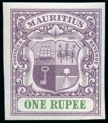 Stamp of Mauritius » Later Issues 1900-05 Arms 1r imperforate colour trial in dull p
