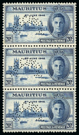 Stamp of Mauritius » Later Issues 1946 Victory set perforated SPECIMEN in strips of 