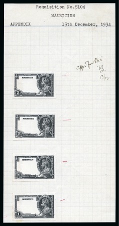 Stamp of Mauritius » Later Issues 1935 Silver Jubilee set of four Die Proofs in blac