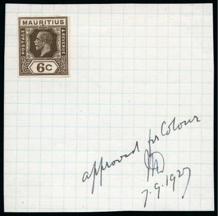 Stamp of Mauritius » Later Issues 1921-34 6c imperforate colour trial affixed to par