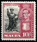 Stamp of Malta COLLECTIONS: 1928-46, Mint nh SPECIMEN group incl.